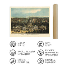 Load image into Gallery viewer, Digitally Restored and Enhanced 1871 Washington DC Map Art - Vintage Washington DC Print - Historic United States Capitol Building Washington DC Wall Art - Old Map Washington DC Poster
