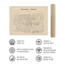 Load image into Gallery viewer, Digitally Restored and Enhanced 1879 Gillespie County Texas Map - Vintage Gillespie Fredericksburg TX Map - History Map of Gillespie County Wall Art