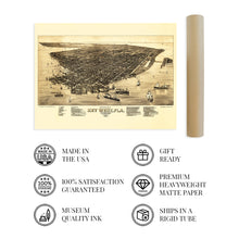 Load image into Gallery viewer, Digitally Restored and Enhanced 1884 Map of Key West Florida - Vintage Key West Poster - Historic Key West Wall Art - Restored Key West Vintage Poster - Bird's Eye View of Key West History Map Print