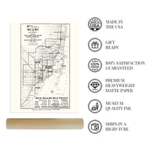 Cargar imagen en el visor de la galería, Digitally Restored and Enhanced 1925 Miami Map Poster - Vintage Map of Miami Florida - Map of The City of Miami and Environs Showing Greater Miami FL Development & Estimated Expansion