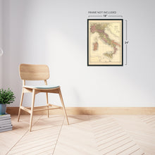 Load image into Gallery viewer, Digitally Restored and Enhanced 1890 Italy Map - Vintage Poster Map of Italy Wall Art - Italy Wall Map History - Old Wall Map of Italy