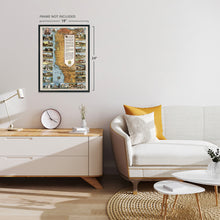 Load image into Gallery viewer, Digitally Restored and Enhanced 1949 California Missions Trail Map - California Missions Map Illustrating 21 Spanish Mission Buildings - Junipero Serra - California History Wall Art Poster Print