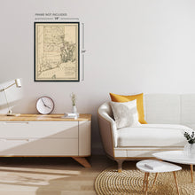 Load image into Gallery viewer, Digitally Restored and Enhanced 1797 Rhode Island Map - Vintage Map of Rhode Island Wall Art Decor - Rhode Island Poster Shows Counties and Subdivisions - Place names in German and/or English