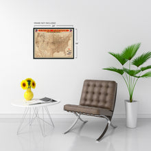 Load image into Gallery viewer, Digitally Restored and Enhanced 1892 United States Map - Vintage Map of United States Wall Art - Old Wall Map of the United States of America Showing Union Pacific Overland Route and Connections