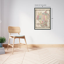 Load image into Gallery viewer, Digitally Restored and Enhanced 1851 Wisconsin Map Poster - Vintage Map of Wisconsin Wall Art - Old Wisconsin Map Art - Township Map of Wisconsin Poster - Wisconsin Artwork - Wisconsin Print