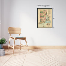 Load image into Gallery viewer, Digitally Restored and Enhanced 1880 Rhode Island State Map - Vintage Map of Rhode Island Wall Art Decor - Map of Rhode Island and Providence Plantations Poster with 1875 1880 Population Census