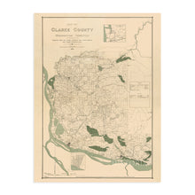 Load image into Gallery viewer, Digitally Restored and Enhanced 1888 Clark County Washington Map Poster - Vintage Vancouver Washington Map Clark County Wall Art - Old Clark County WA Territory Map with Landowner Names and Data