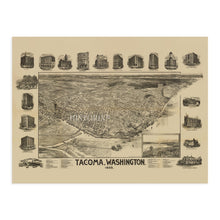 Load image into Gallery viewer, Digitally Restored and Enhanced 1893 Tacoma Washington Map Poster - Vintage Map of Puget Sound - Old Washington State Map Poster - Historic Pierce County Map - Bird's Eye View of Tacoma Wall Art