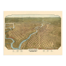 Load image into Gallery viewer, Digitally Restored and Enhanced 1905 Spokane Washington Map - Vintage Spokane Wall Art - Old Spokane Washington Map - Historic Spokane Map Poster - Bird's Eye View of Spokane WA Map
