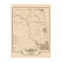 Load image into Gallery viewer, Digitally Restored and Enhanced 1872 Dakota Territory Map - Vintage Map of South Dakota - Old North Dakota Map Poster - Historic Dakota Territory Wall Art - Sectional History Map of Dakota Territory