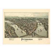 Load image into Gallery viewer, Digitally Restored and Enhanced 1902 Pittsburgh Pennsylvania Map Poster - Vintage Pittsburgh Map Art - Panoramic Bird's Eye View of Pittsburgh Wall Art - Map of Pittsburgh City PA Wall Decor