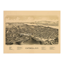 Cargar imagen en el visor de la galería, Digitally Restored and Enhanced 1889 Catskill NY Map - Vintage Catskill Map Wall Art - Old Catskill New York Map Poster - Historic Greene County Map - Birds Eye View of Catskill Town Map History