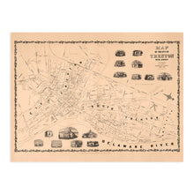 Cargar imagen en el visor de la galería, Digitally Restored and Enhanced 1849 Trenton New Jersey Map - Vintage Trenton New Jersey Wall Art - Trenton NJ Poster - Old Trenton New Jersey Map Showing Illustrations of Local Structures