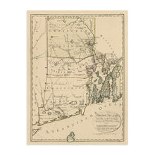 Load image into Gallery viewer, Digitally Restored and Enhanced 1797 Rhode Island Map - Vintage Map of Rhode Island Wall Art Decor - Rhode Island Poster Shows Counties and Subdivisions - Place names in German and/or English
