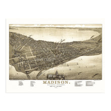 Load image into Gallery viewer, Digitally Restored and Enhanced 1885 Madison Wisconsin Map - Vintage Map of Madison Wisconsin - Old Madison City Map of Wisconsin - Dane County Madison Map - Bird's Eye View of City of Madison Wall Art