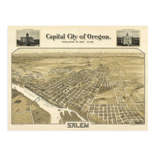 Load image into Gallery viewer, Digitally Restored and Enhanced 1905 Map of Salem Oregon - Vintage Map Salem Oregon Wall Art - Salem Oregon Map Population: 14,768 Showing State House of Oregon and Marion County Courthouse