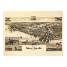 Load image into Gallery viewer, Digitally Restored and Enhanced 1891 Newport News Virginia Map - Old Newport News Wall Art - Newport News VA Map History - Vintage Virginia Map Poster