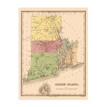 Load image into Gallery viewer, Digitally Restored and Enhanced 1829 Rhode Island State Map - Rhode Island Vintage Map - Old USA Poster Map Rhode Island Decor - Restored Historic Rhode Island Map - Rhode Island State Wall Map