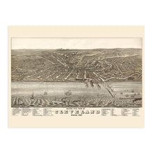 Load image into Gallery viewer, Digitally Restored and Enhanced 1877 Cleveland Map - Vintage Map of Cleveland Ohio Wall Art - Old Cleveland Ohio Map - Historic Cleveland Poster - Birds Eye View Map of Cleveland Ohio