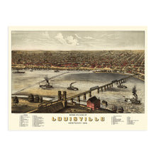 Load image into Gallery viewer, Digitally Restored and Enhanced 1876 Louisville Kentucky Map - Vintage Louisville Wall Art - Old Louisville KY Map - Historic Louisville Poster - Bird's Eye View Map of Louisville KY