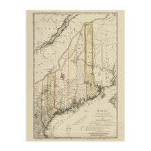 Load image into Gallery viewer, Digitally Restored and Enhanced 1798 Maine State Map - Vintage Map of Maine Wall Art Decor - Map of Maine Poster - Maine Map Showing Counties Civil Subdivisions - Legend in German and English