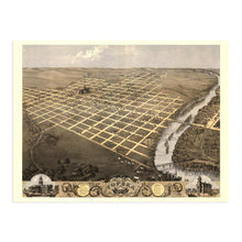 Cargar imagen en el visor de la galería, Digitally Restored and Enhanced 1869 Topeka Kansas Map Poster - Vintage Map of Topeka KS - Topeka Kansas Wall Art - Old Topeka Kansas Map - Bird's Eye View of Topeka City Capital of Kansas