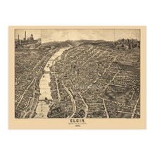 Load image into Gallery viewer, Digitally Restored and Enhanced 1880 Elgin Illinois Map Poster - Vintage Map of Elgin Illinois Wall Art - Old Elgin City Kane County Map of Illinois