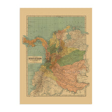 Load image into Gallery viewer, Digitally Restored and Enhanced 1911 Map of Colombia South America - Mapa de Colombia Poster - Old Republic of Colombia Wall Art - History Map Colombia