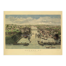 Load image into Gallery viewer, Digitally Restored and Enhanced 1855 Oswego New York Map Poster - Vintage Oswego City Map - Old Oswego County NY Map - History Map of Oswego City Wall Art - Bird's Eye View of Oswego River at Lake Ontario