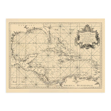 Load image into Gallery viewer, Digitally Restored and Enhanced 1755 Caribbean Map Poster - Vintage Map of the Caribbean Wall Art - Historic Caribbean Poster - Old Caribbean Wall Map - Gulf of Mexico and Islands of America Maritime Map
