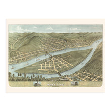Load image into Gallery viewer, Digitally Restored and Enhanced 1870 Wheeling West Virginia Map - Map of Wheeling Wall Art - Old City of Wheeling WV Poster - History Map of West Virginia