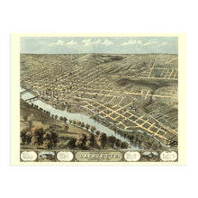 Load image into Gallery viewer, Digitally Restored and Enhanced 1868 Lafayette Indiana Map Poster - Old Map of Lafayette IN Wall Art Print - History Map of Lafayette Tippecanoe County
