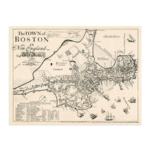 Load image into Gallery viewer, Digitally Restored and Enhanced 1722 Map of Boston Massachusetts - Vintage Map Wall Art of the Town of Boston in New England - Boston Map Poster - Boston Map Wall Art - Vintage Boston Poster