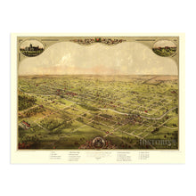Cargar imagen en el visor de la galería, Digitally Restored and Enhanced 1886 Lansing Michigan Map Poster - Lansing Michigan Vintage Map - Bird's Eye View of The City of Lansing Michigan Wall Art - Old Lansing Michigan Map
