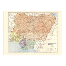 Cargar imagen en el visor de la galería, Digitally Restored and Enhanced 1965 Vintage Nigeria Map - Vintage Administrative Map of Nigeria Wall Art - Old Federal Republic of Nigeria West Africa Map Poster