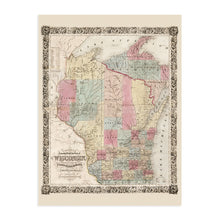 Load image into Gallery viewer, Digitally Restored and Enhanced 1851 Wisconsin Map Poster - Vintage Map of Wisconsin Wall Art - Old Wisconsin Map Art - Township Map of Wisconsin Poster - Wisconsin Artwork - Wisconsin Print