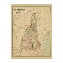 Load image into Gallery viewer, Digitally Restored and Enhanced 1894 New Hampshire Map - Vintage Map of New Hampshire Wall Art - Historic Railroad Map of New Hampshire Vintage Poster - Old New Hampshire Wall Decor