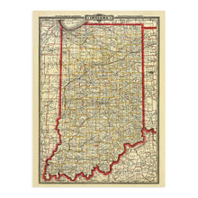 Load image into Gallery viewer, Digitally Restored and Enhanced 1888 Indiana State Map - Vintage Map of Indiana Wall Art - Vintage Indiana Map Poster with County, City, Town and Railroad Map - Indiana Wall Map