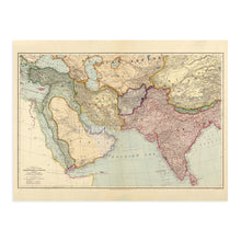 Cargar imagen en el visor de la galería, Digitally Restored and Enhanced 1912 Middle East Map - Vintage Map of Countries Between Constantinople & Calcutta - Old Map of Turkey in Asia Persia Afghanistan & Turkestan - India South Asia Map History