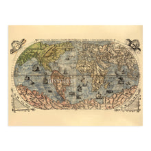 Load image into Gallery viewer, 1565 World Map Poster - 18x24 Inch Vintage Map of the World Poster - Historic Map of Earth - Old World Map Wall Art - Restored Map of the Universal Description of All The Known Land
