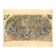 Cargar imagen en el visor de la galería, 1565 World Map Poster - 18x24 Inch Vintage Map of the World Poster - Historic Map of Earth - Old World Map Wall Art - Restored Map of the Universal Description of All The Known Land