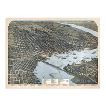 Load image into Gallery viewer, Digitally Restored and Enhanced 1893 Jacksonville Florida Map - Jacksonville Map Wall Art - Old Jacksonville FL Map - Bird's Eye View Vintage Map of Jacksonville Florida with Points of Interest