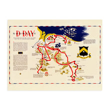 Load image into Gallery viewer, Digitally Restored and Enhanced 1944 D Day Normandy Map Poster - Vintage Map Wall Art - WW2 Map of the D Day Invasion First 48 Days of Action with 743rd Tank Battalion in France - D Day Poster