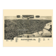 Load image into Gallery viewer, Digitally Restored and Enhanced 1888 Davenport Iowa Map - Davenport Wall Art - Davenport Scott County Iowa Map History - Old Davenport Map of Iowa Poster
