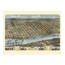 Load image into Gallery viewer, Digitally Restored and Enhanced 1871 Little Rock Arkansas Map - Vintage Little Rock Wall Art Poster - Old Little Rock AR Map - Bird's Eye View of Little Rock Arkansas Looking South West