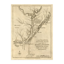 Load image into Gallery viewer, Digitally Restored and Enhanced 1781 Cape Fear River Region Map - Vintage Map of Wilmington and Brunswick County North Carolina - New Hanover NC Vintage Map Wall Art - American Revolution Map