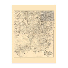 Load image into Gallery viewer, Digitally Restored and Enhanced 1907 Map of Boston Massachusetts - Boston City Wall Art - Old Boston Metropolitan Area Map of Massachusetts Poster