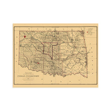 Load image into Gallery viewer, Digitally Restored and Enhanced 1887 Indian Territory Oklahoma Map - Vintage Map of Oklahoma Wall Art - Oklahoma Indian Tribes - Oklahoma State Map - Vintage Oklahoma Map