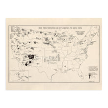 Cargar imagen en el visor de la galería, Digitally Restored and Enhanced 1939 Indian Tribes Reservations & Settlements United States Map Poster - Vintage Map of United States Wall Art - History Map of Native American Tribes of USA Map Poster