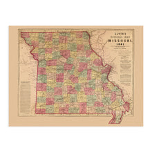 Load image into Gallery viewer, Digitally Restored and Enhanced 1861 State of Missouri Map - Vintage Map of Missouri Wall Art - Map of Missouri Poster - Civil War Map - Missouri Wall Decor - Missouri Vintage Map